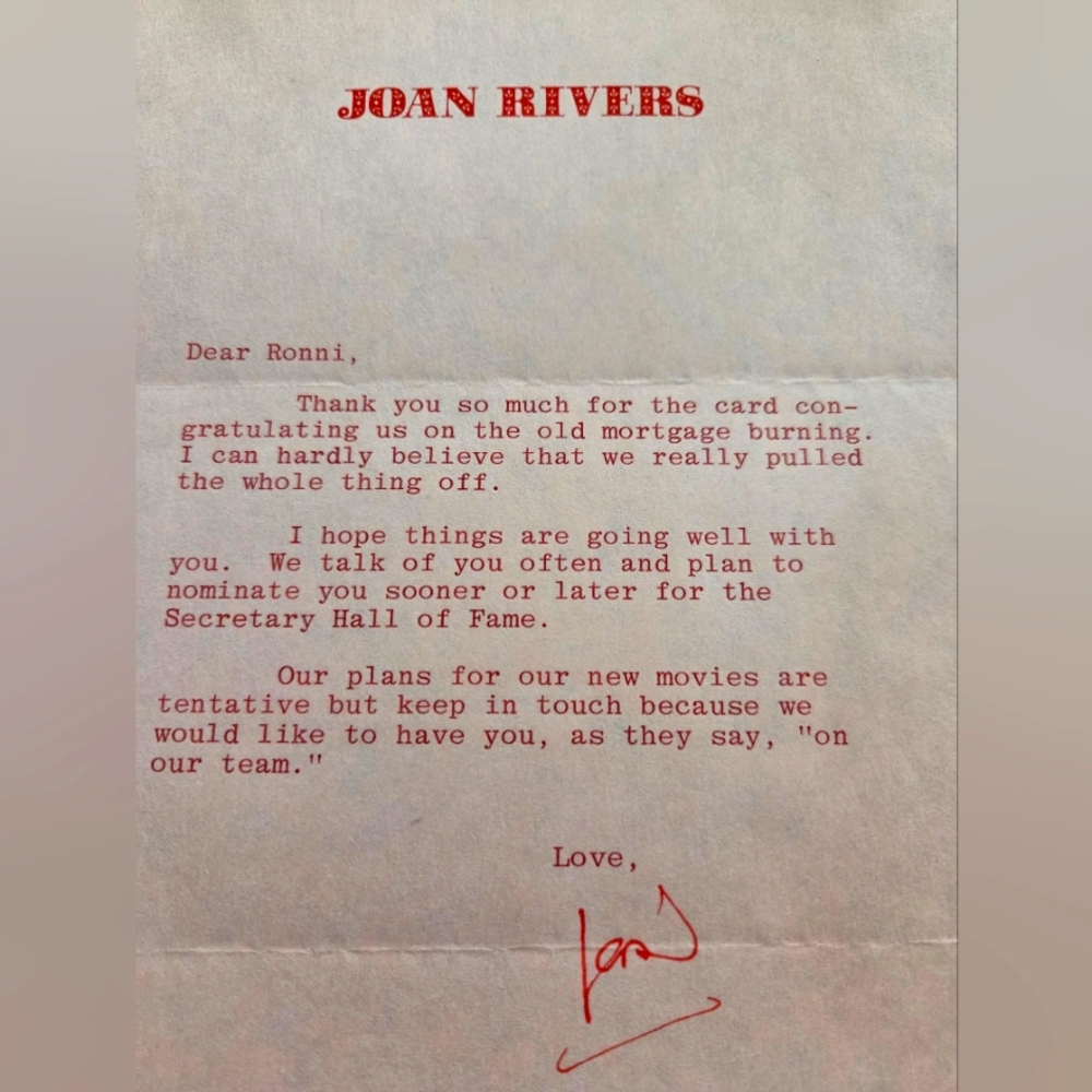 Joan Rivers Autographed Letter - Picture 2 of 4